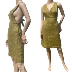Chic Linen Olive Backless Dress